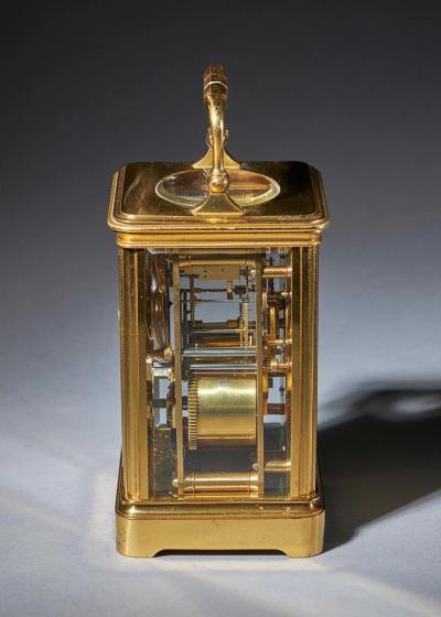  Groh Striking 19th Century Carriage Clock with a Gilt Brass Corniche Case by Groh 