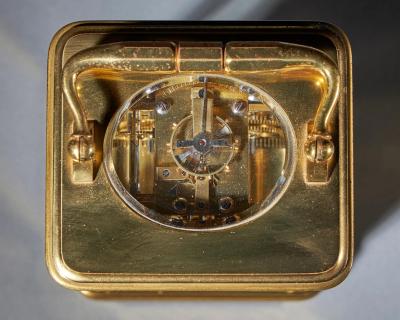  Groh Striking 19th Century Carriage Clock with a Gilt Brass Corniche Case by Groh 