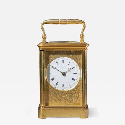  Groh Striking 19th Century Carriage Clock with a Gilt Brass Corniche Case by Groh 