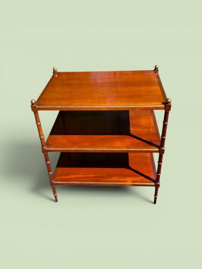  Grosfeld House 1940S FAUX BAMBOO TRIPLE TIER TABLES WITH GILT BALLS TRIM BY GROSFELD HOUSE