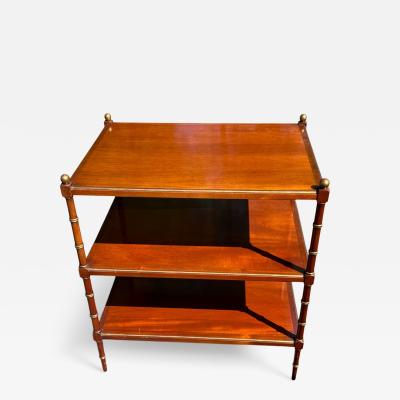  Grosfeld House 1940S FAUX BAMBOO TRIPLE TIER TABLES WITH GILT BALLS TRIM BY GROSFELD HOUSE