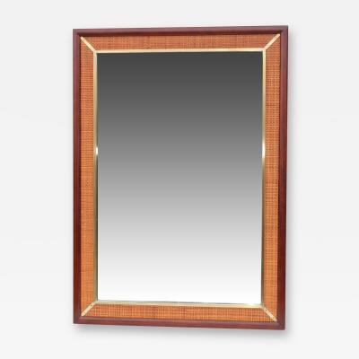  Grosfeld House 1960s Modern Walnut And Brass Mirror By Grosfeld House