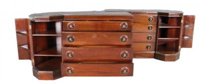  Grosfeld House ART DECO PAIR OF GROSFELD HOUSE MAHOGANY GILT WOOD BEAD TRIMMED BACHLOR CHESTS