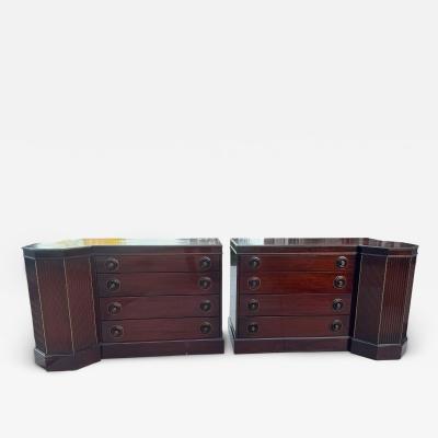  Grosfeld House ART DECO PAIR OF GROSFELD HOUSE MAHOGANY GILT WOOD BEAD TRIMMED BACHLOR CHESTS