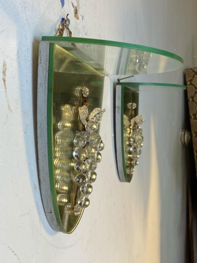  Grosfeld House ART DECO PAIR OF MIRRORED GLASS ACCENT SHELVES IN THE MANNER OF GROSFELD HOUSE