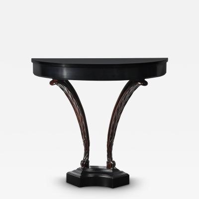  Grosfeld House Art Deco Ebonized Walnut Wall Console W Acanthus Supports by Grosfeld House