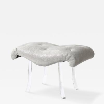  Grosfeld House Art Deco Scroll Form Curvilinear Lucite Bench in Fabric by Grosfeld House