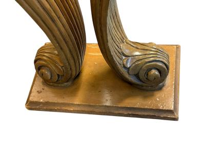  Grosfeld House CLASSIC HOLLYWOOD GROSFELD HOUSE CARVED WOOD PLUME SIDE TABLES CONSOLE PAIR