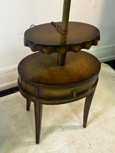  Grosfeld House CUSTOM FLOOR LAMPS WITH RUFFLED DOUBLE TIERED TABLES BY GROSFELD HOUSE