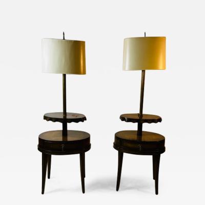  Grosfeld House CUSTOM FLOOR LAMPS WITH RUFFLED DOUBLE TIERED TABLES BY GROSFELD HOUSE