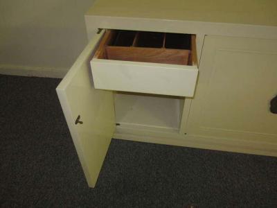  Grosfeld House Grosfeld House Cream Lacquered Hanging Credenza Mid Century Modern