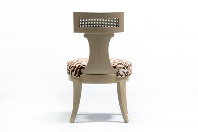  Grosfeld House Grosfeld House Set of 4 Bleached Mahogany Chairs with Tiger Velvet Seats c 1940
