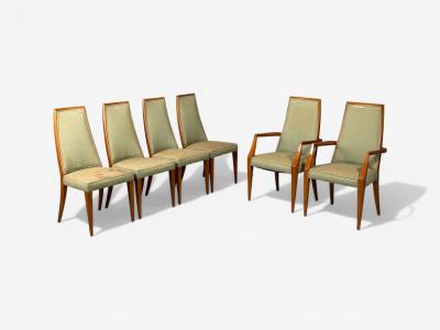  Grosfeld House Grosfeld House Six Dining Chairs Walnut Fabric USA 1970s