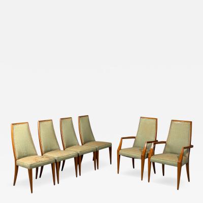  Grosfeld House Grosfeld House Six Dining Chairs Walnut Fabric USA 1970s