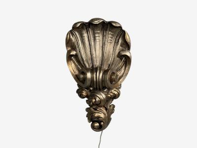  Grosfeld House Grosfeld House attr Large Shell Wall Sconces Silver Leaf USA 1970s