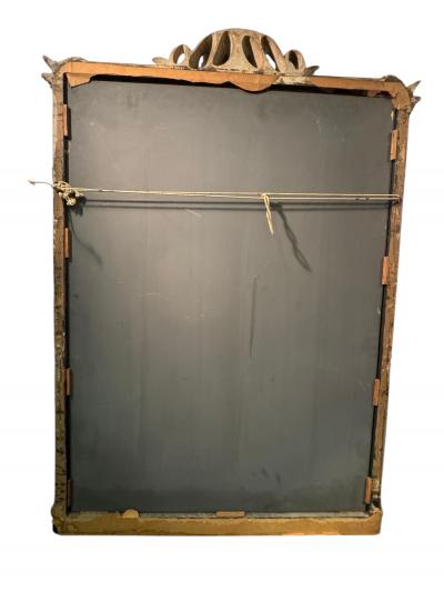  Grosfeld House HOLLYWOOD REGENCY CARVED FRONDS CERUSED OAK WITH MIRRORED SQUARES TRIM MIRROR