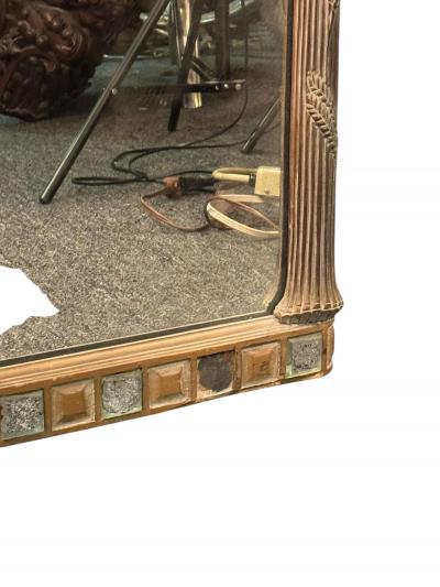  Grosfeld House HOLLYWOOD REGENCY CARVED FRONDS CERUSED OAK WITH MIRRORED SQUARES TRIM MIRROR