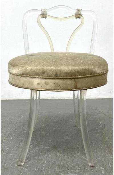  Grosfeld House HOLLYWOOD REGENCY MODERNIST DESIGN ART DECO LUCITE SWIVELING VANITY STOOL
