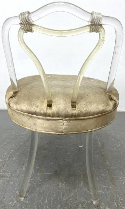  Grosfeld House HOLLYWOOD REGENCY MODERNIST DESIGN ART DECO LUCITE SWIVELING VANITY STOOL