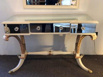  Grosfeld House Hollywood Regency Grosfeld House Painted Vanity and Matching Mirror