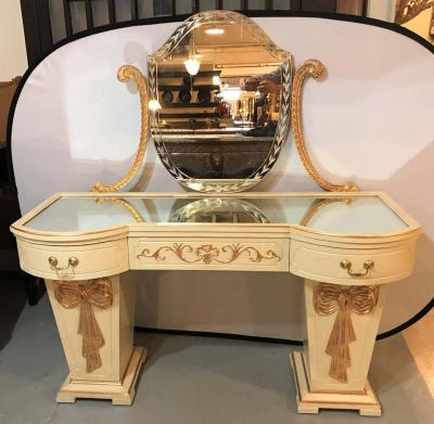  Grosfeld House Hollywood Regency Grosfeld House Parcel Paint and Gilt Decorated Vanity or Desk