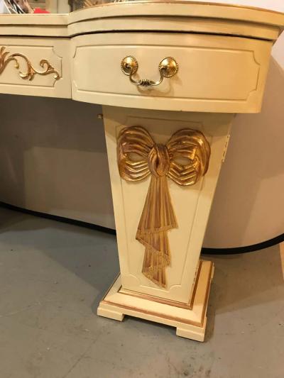  Grosfeld House Hollywood Regency Grosfeld House Parcel Paint and Gilt Decorated Vanity or Desk