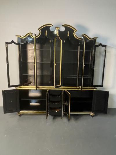  Grosfeld House Hollywood Regency Style Bookcase China Cabinet Ebonized Grosfeld House