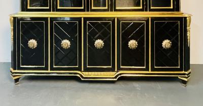  Grosfeld House Hollywood Regency Style Bookcase China Cabinet Ebonized Grosfeld House