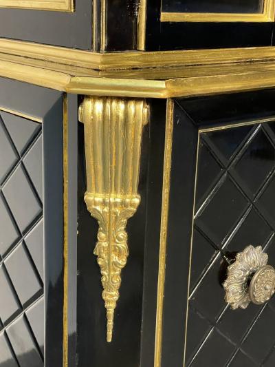  Grosfeld House Hollywood Regency Style Bookcase China Cabinet Ebonized Grosfeld House