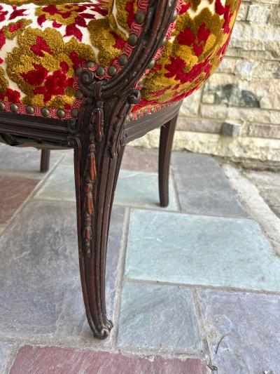  Grosfeld House Lovely Pair of Flower Back Grosfeld House Armchairs Hollywood Regency