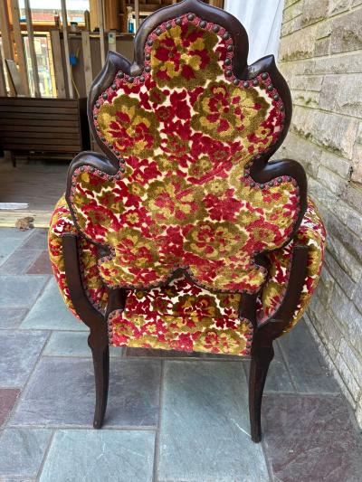  Grosfeld House Lovely Pair of Flower Back Grosfeld House Armchairs Hollywood Regency