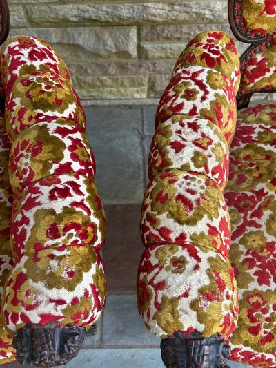 Grosfeld House Lovely Pair of Flower Back Grosfeld House Armchairs Hollywood Regency