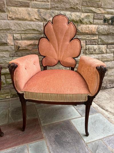  Grosfeld House Magnificent Pair Grosfeld House Leaf Back Lounge Chairs Hollywood Regency