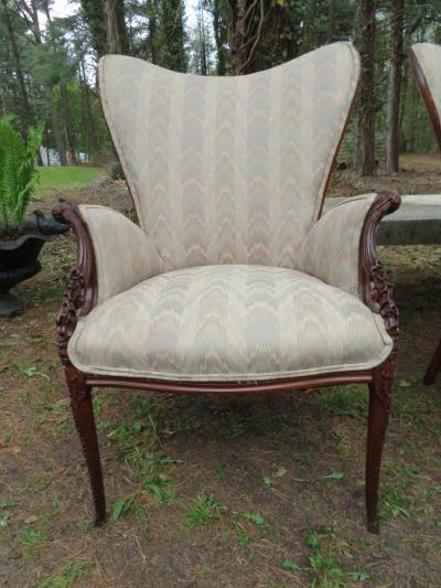  Grosfeld House Pair Grosfeld House Hollywood Regency Mahogany Lounge Armchairs Dorothy Draper