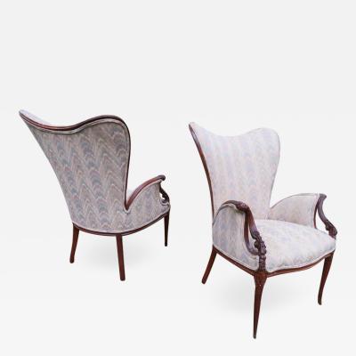  Grosfeld House Pair Grosfeld House Hollywood Regency Mahogany Lounge Armchairs Dorothy Draper