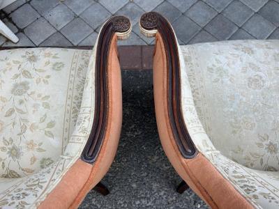  Grosfeld House Pair Hollywood Regency Grosfeld House Swag Drape Lounge Chairs Circa 40s