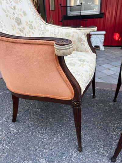  Grosfeld House Pair Hollywood Regency Grosfeld House Swag Drape Lounge Chairs Circa 40s