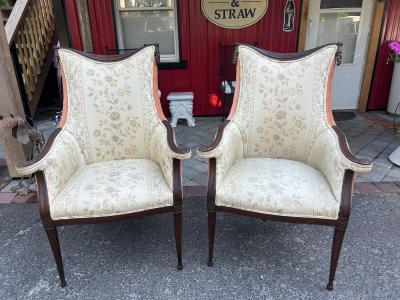  Grosfeld House Pair Hollywood Regency Grosfeld House Swag Drape Lounge Chairs Circa 40s