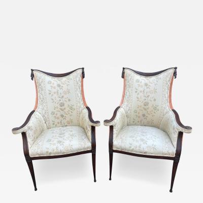  Grosfeld House Pair Hollywood Regency Grosfeld House Swag Drape Lounge Chairs Circa 40s