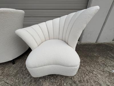  Grosfeld House Pair Of Asymmetrical Channel Back Lounge Chairs