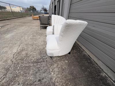  Grosfeld House Pair Of Asymmetrical Channel Back Lounge Chairs