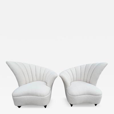  Grosfeld House Pair Of Asymmetrical Channel Back Lounge Chairs