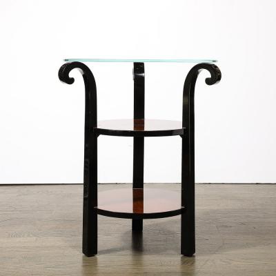  Grosfeld House Pair of Art Deco Grosfeld House Side Tables in Black Lacquer Walnut
