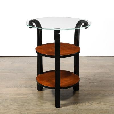  Grosfeld House Pair of Art Deco Grosfeld House Side Tables in Black Lacquer Walnut