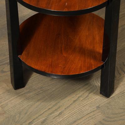  Grosfeld House Pair of Art Deco Grosfeld House Side Tables in Black Lacquer Walnut