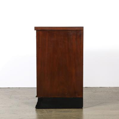  Grosfeld House Pair of Art Deco Walnut Black Lacquer Nightstands by Grosfeld House