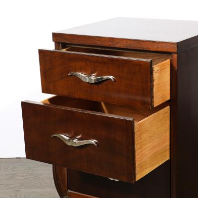  Grosfeld House Pair of Art Deco Walnut Black Lacquer Nightstands by Grosfeld House
