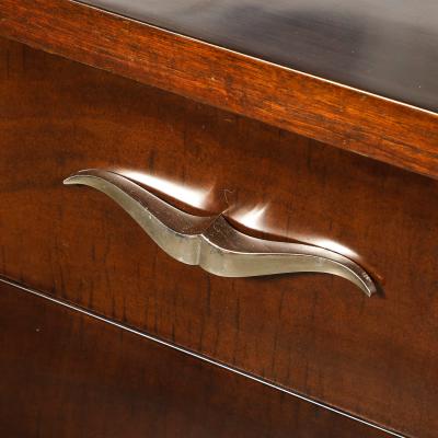  Grosfeld House Pair of Art Deco Walnut Black Lacquer Nightstands by Grosfeld House