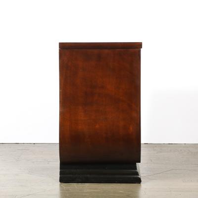  Grosfeld House Pair of Art Deco Walnut Black Lacquer Nightstands by Grosfeld House
