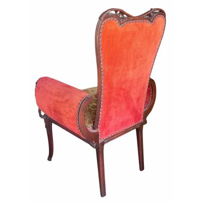  Grosfeld House Pair of Grosfeld House Hollywood Regency Red Velvet Arm Chairs